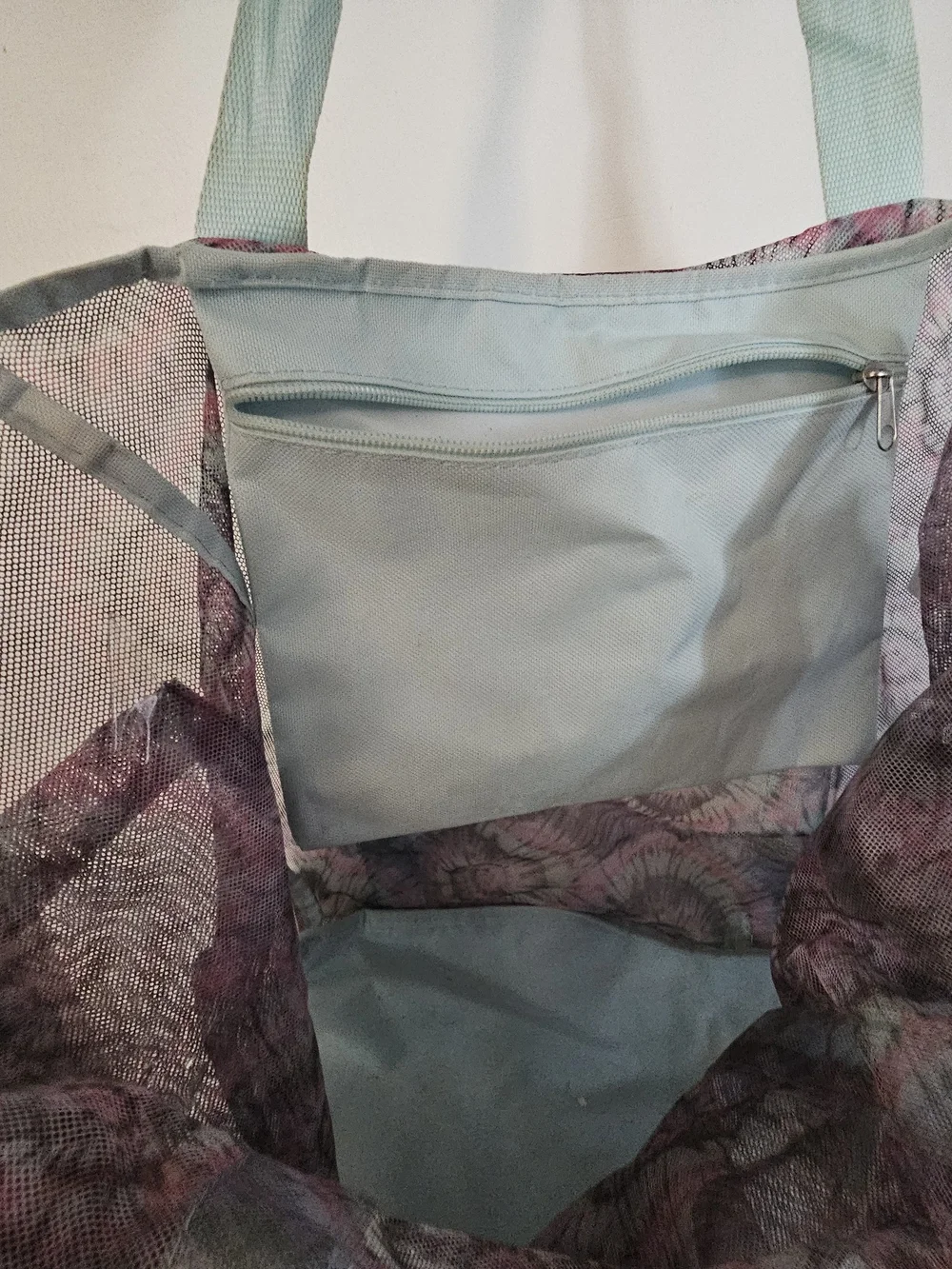 Light Blue-Handled Tie-Dye Tote Bag
